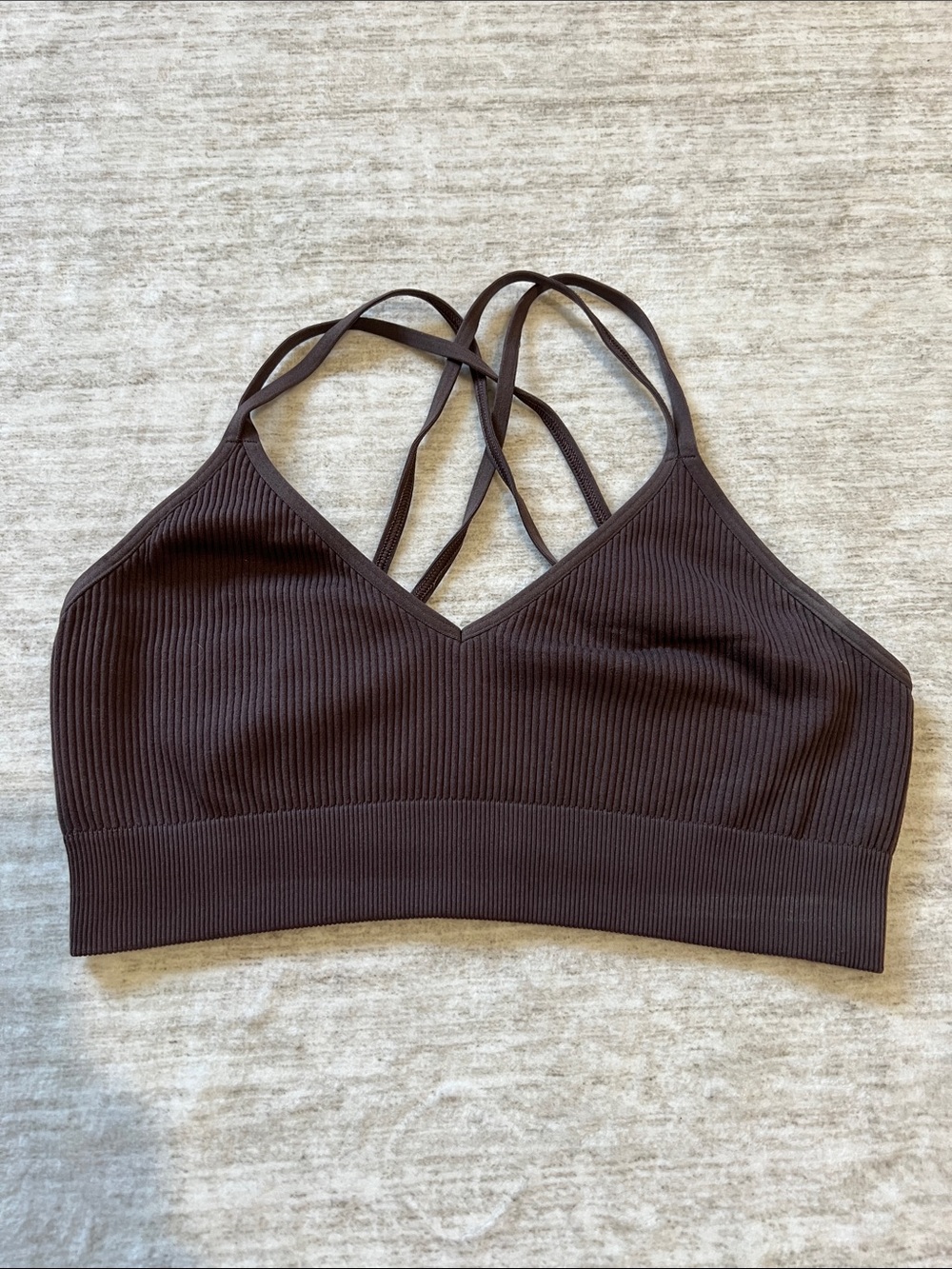 aerie Ribbed Strappy Bralette in Chocolate